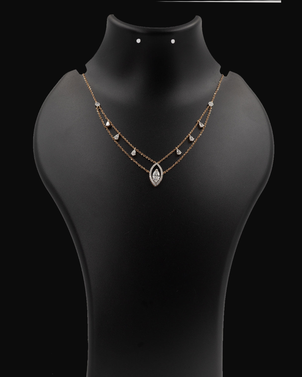 14k Rose Gold Layered Diamond Pendant Necklace