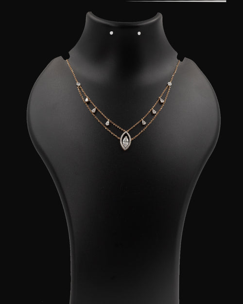 14k Rose Gold Layered Diamond Pendant Necklace