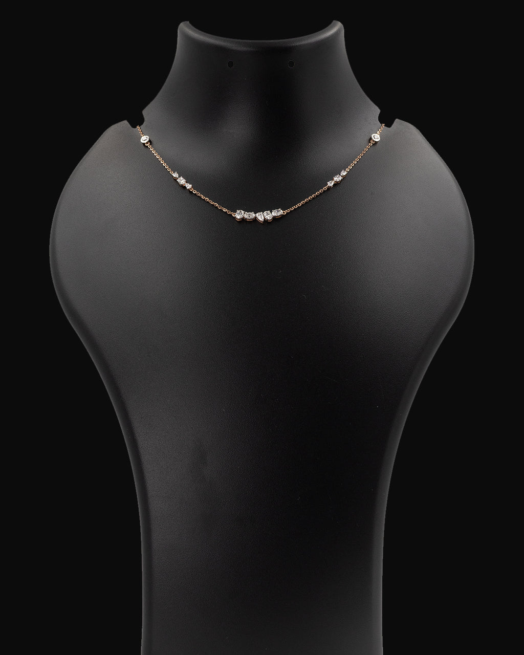 Lab Grown Diamond Fancy Cut Cluster Station Necklace in 14K Rose Gold
