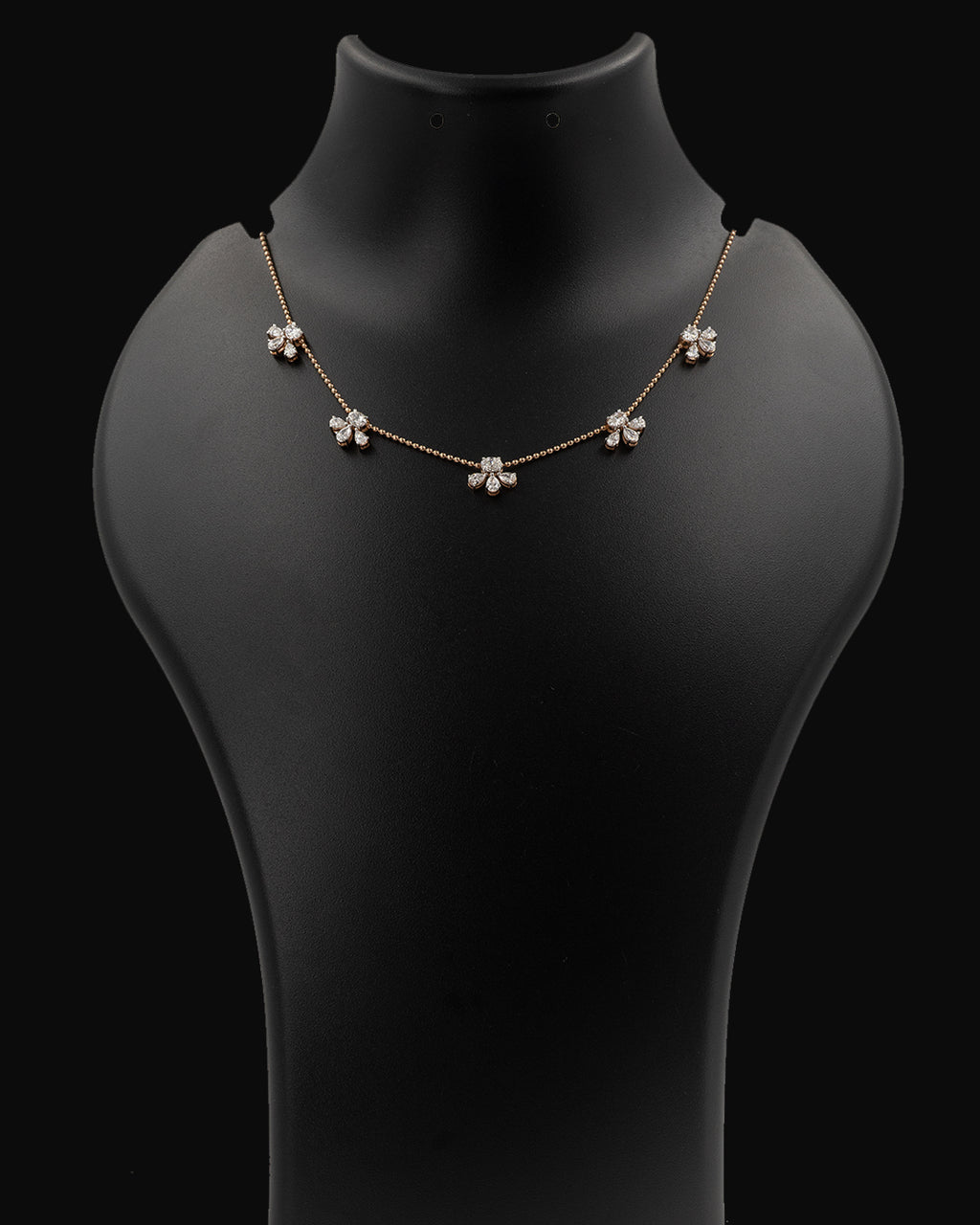 14k Rose Gold Floral Diamond Necklace