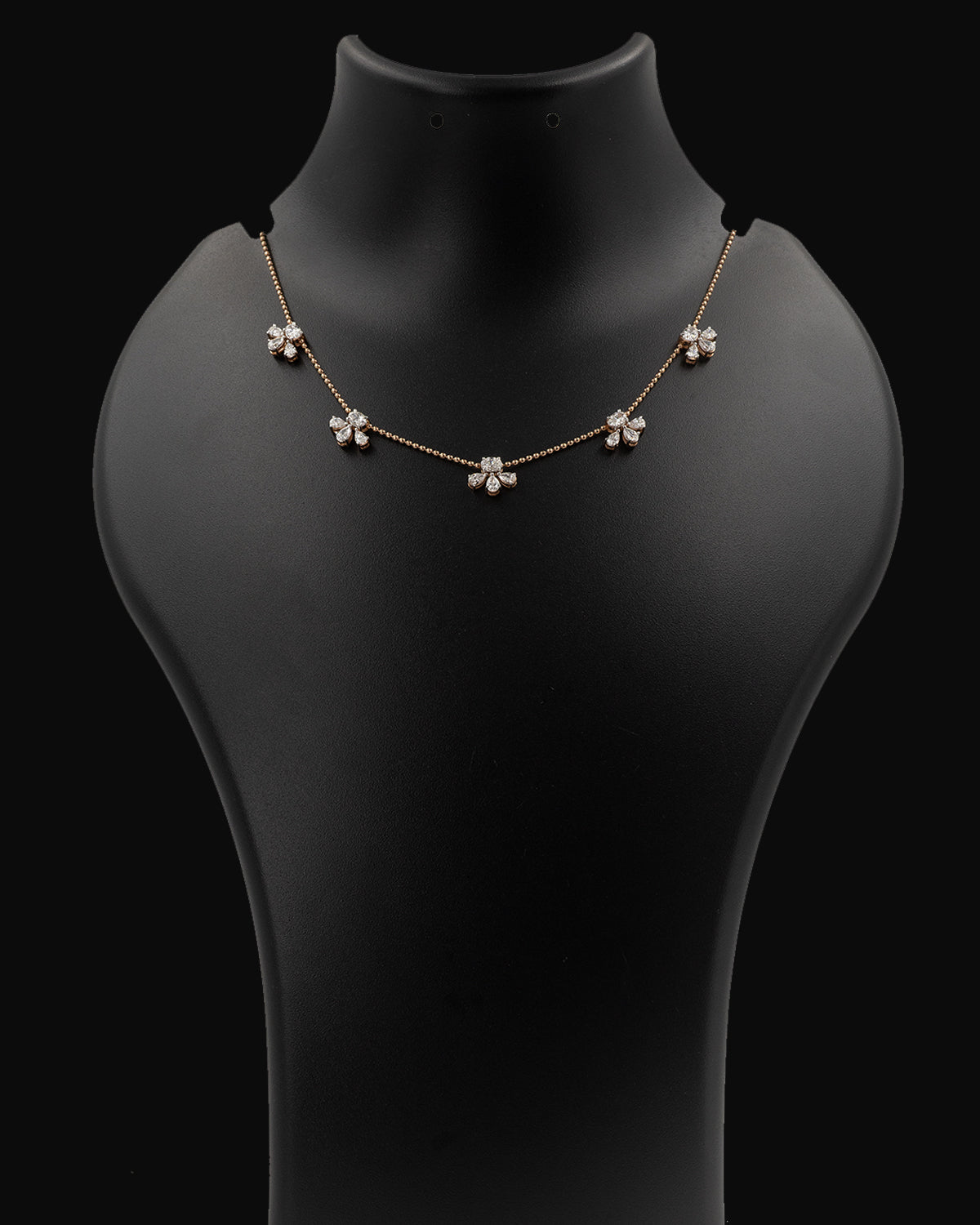 14k Rose Gold Floral Diamond Necklace