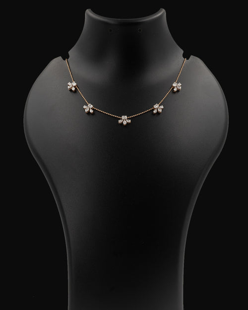 14k Rose Gold Floral Diamond Necklace