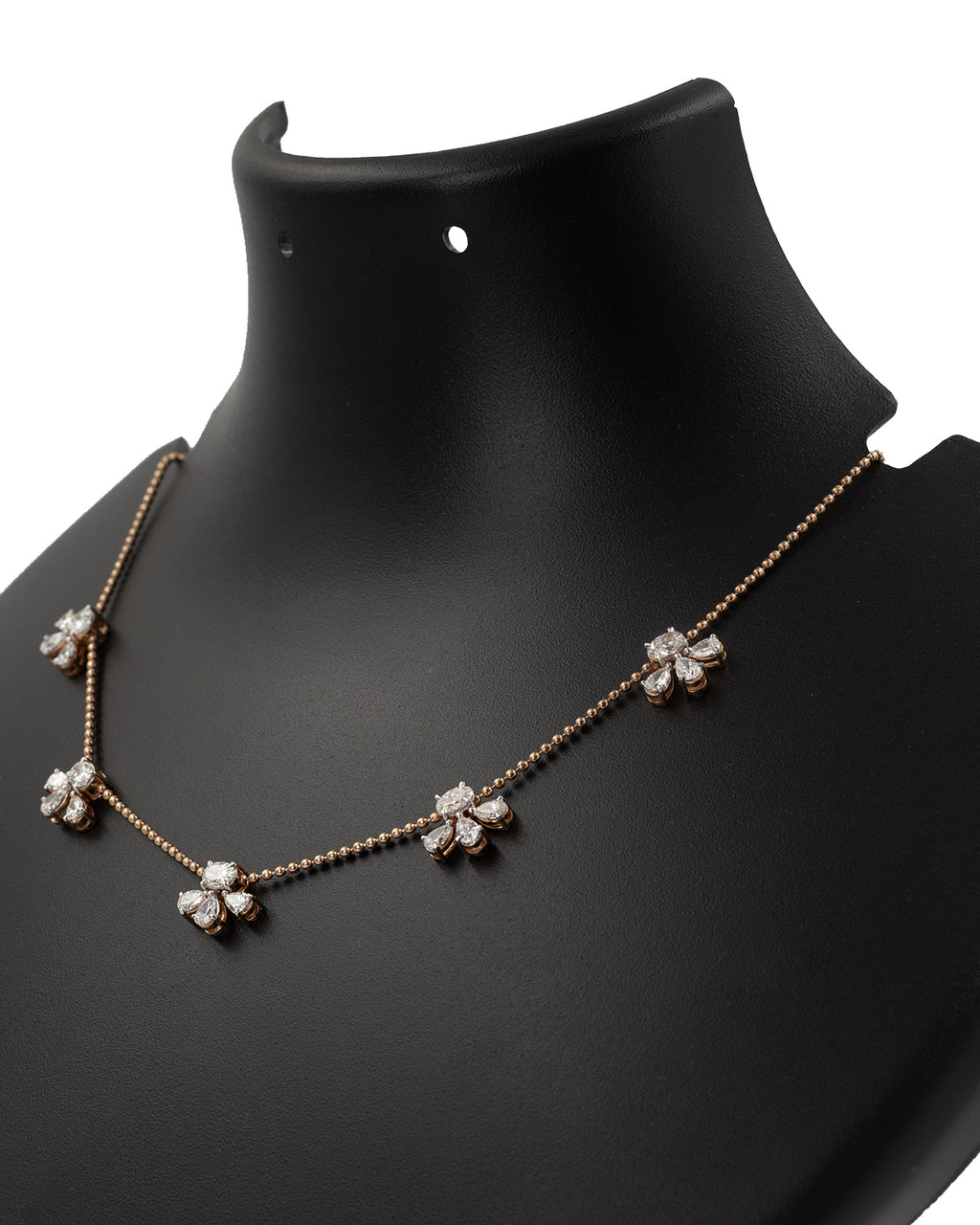 14k Rose Gold Floral Diamond Necklace