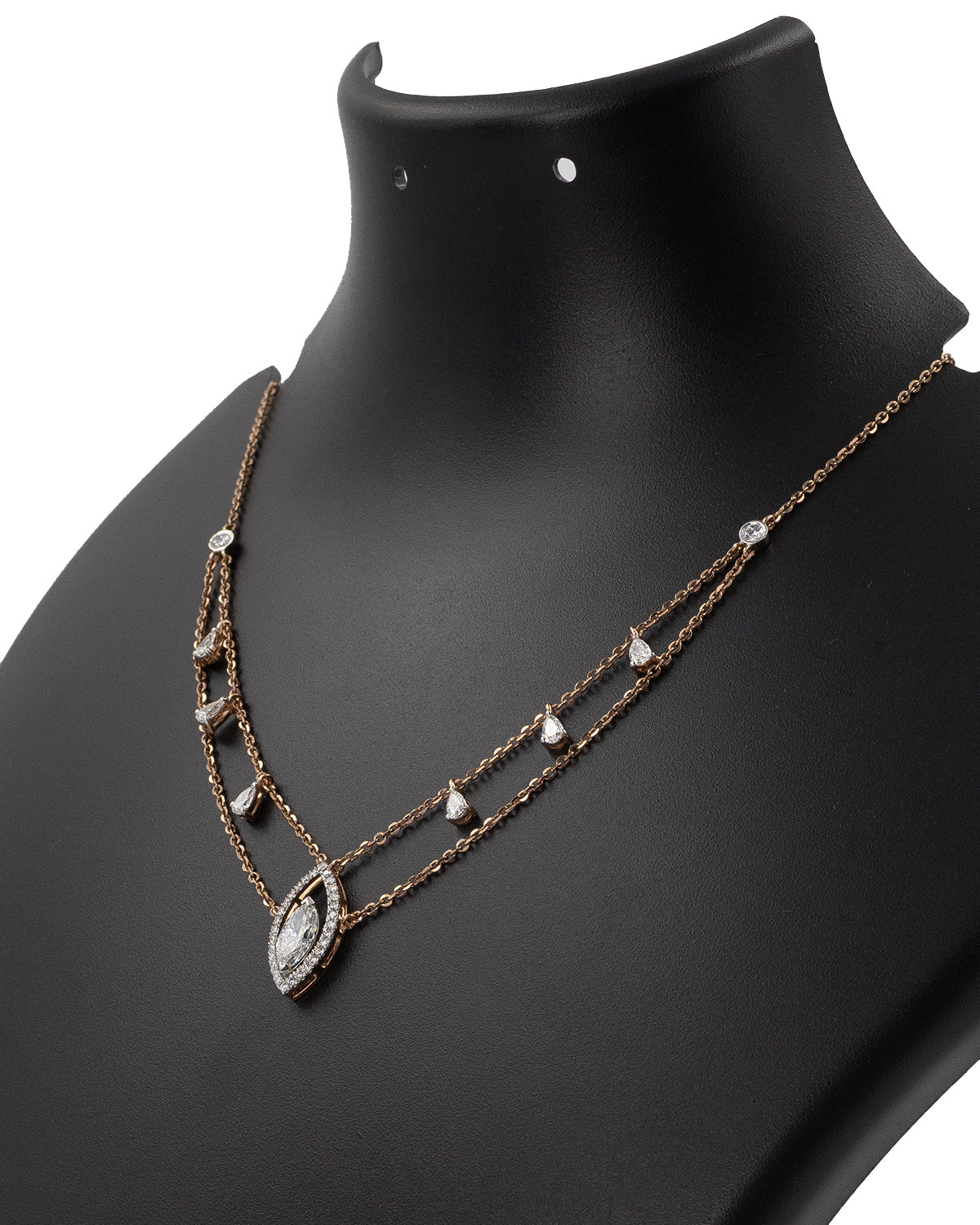 14k Rose Gold Layered Diamond Pendant Necklace