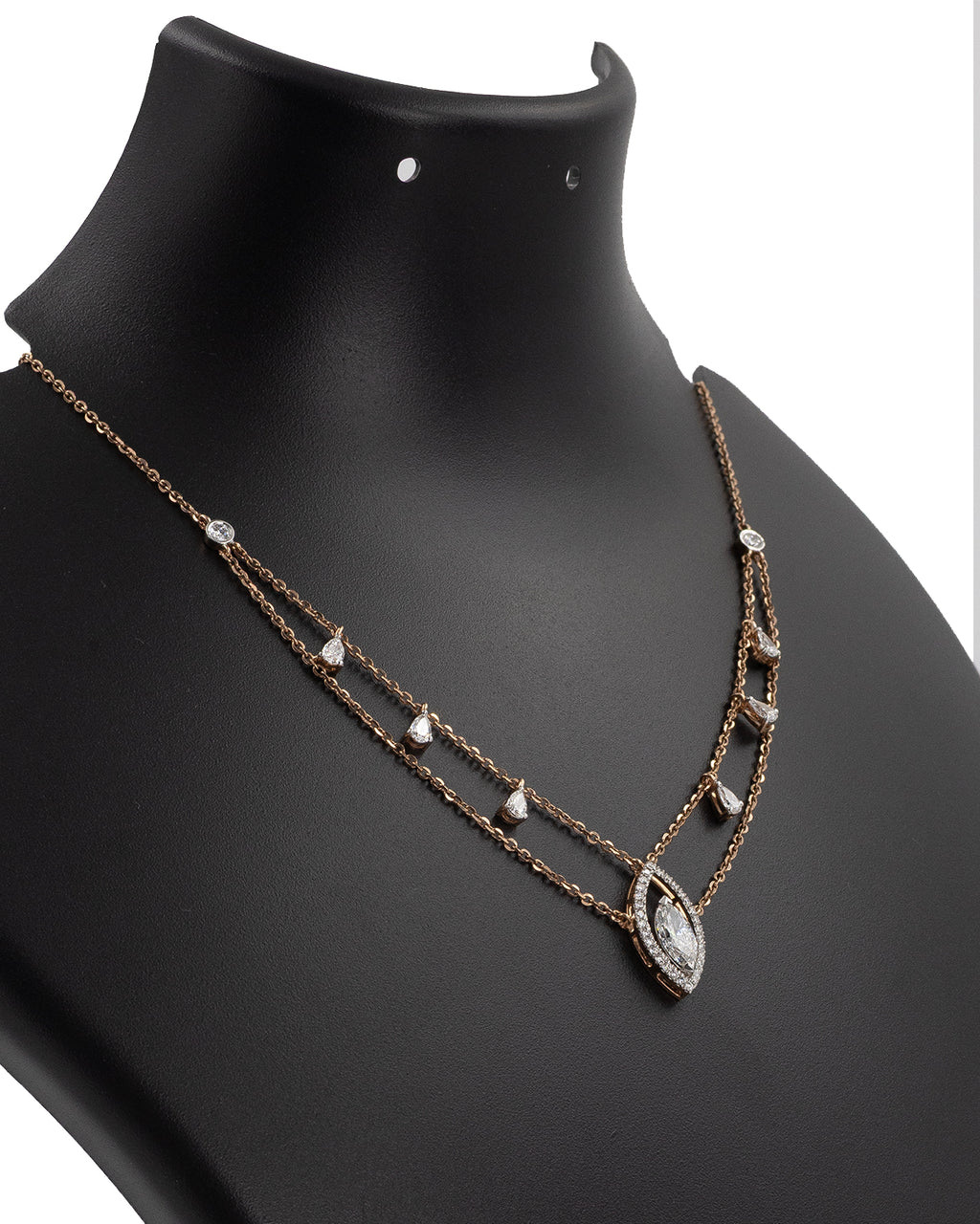 14k Rose Gold Layered Diamond Pendant Necklace