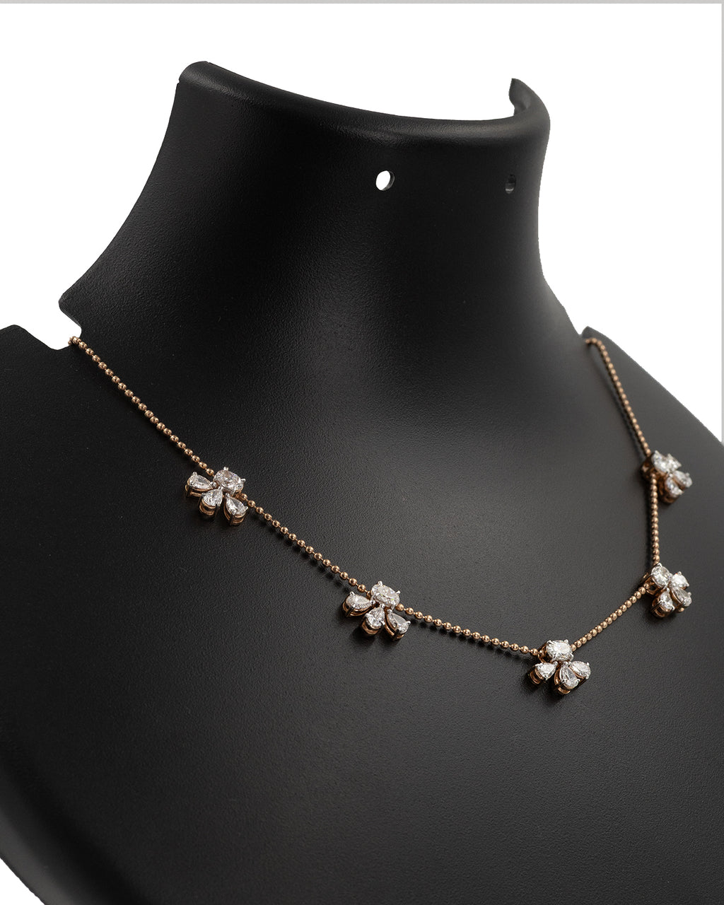 14k Rose Gold Floral Diamond Necklace