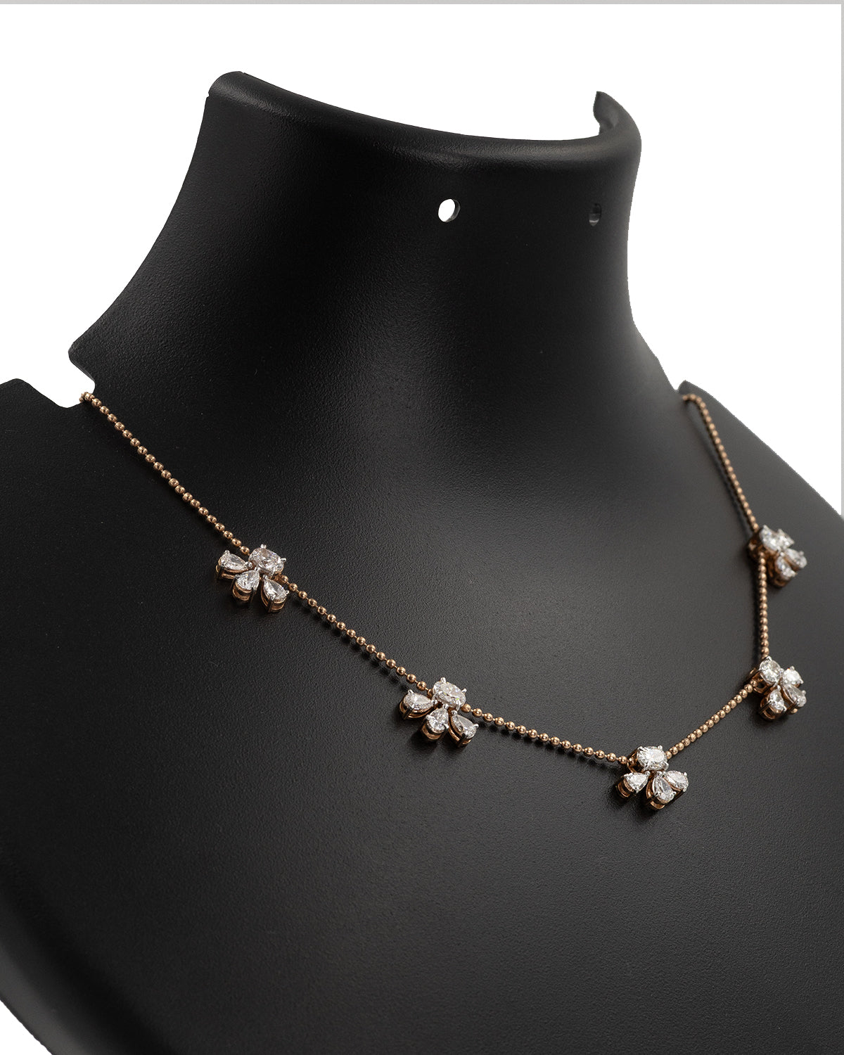 14k Rose Gold Floral Diamond Necklace