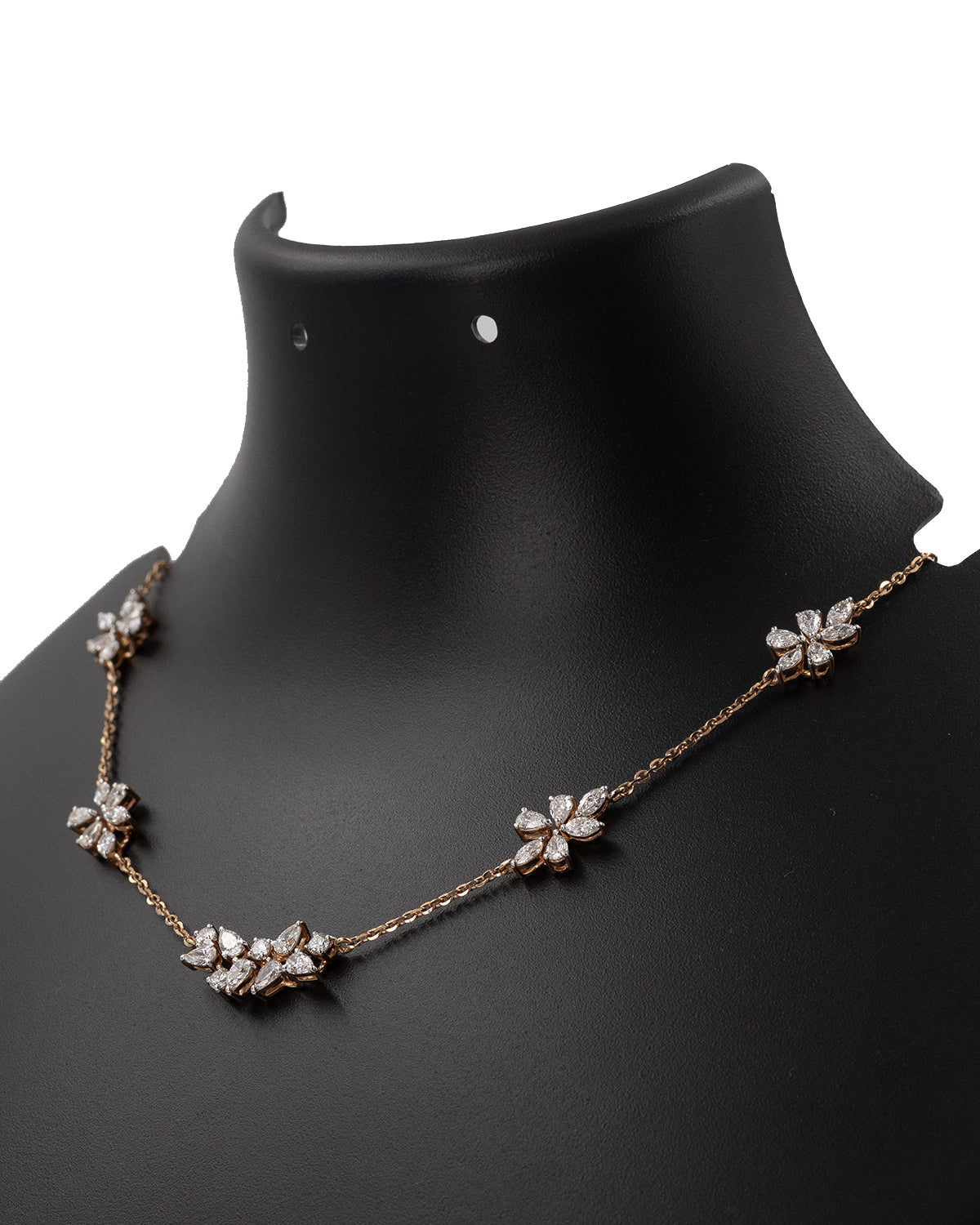 14k Rose Gold Twin Floral Diamond Necklace