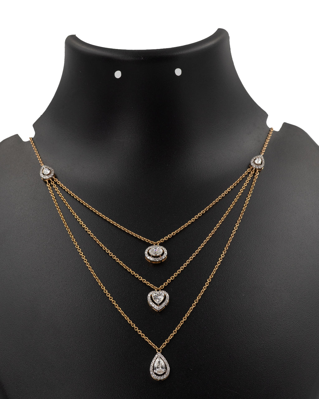 Lab Grown Diamond Multi-Shape Halo Triple Layer Necklace