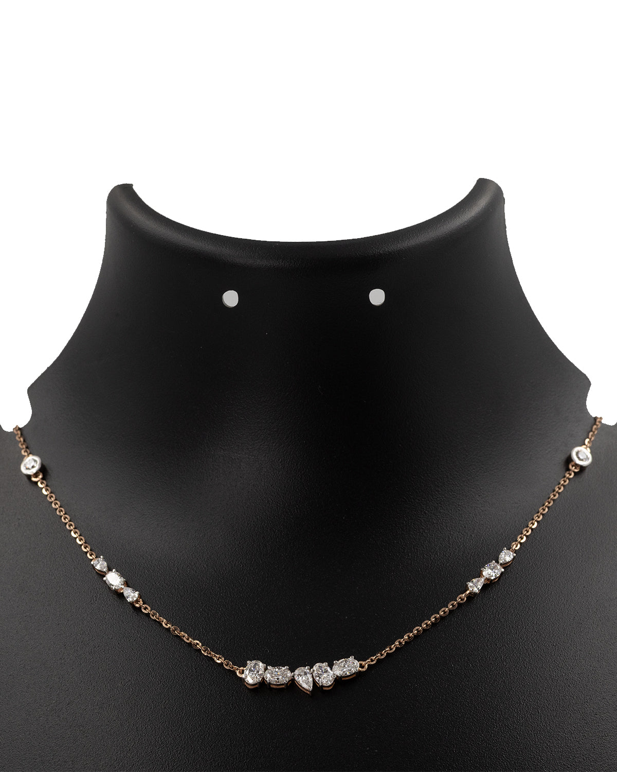 Lab Grown Diamond Fancy Cut Cluster Station Necklace in 14K Rose Gold