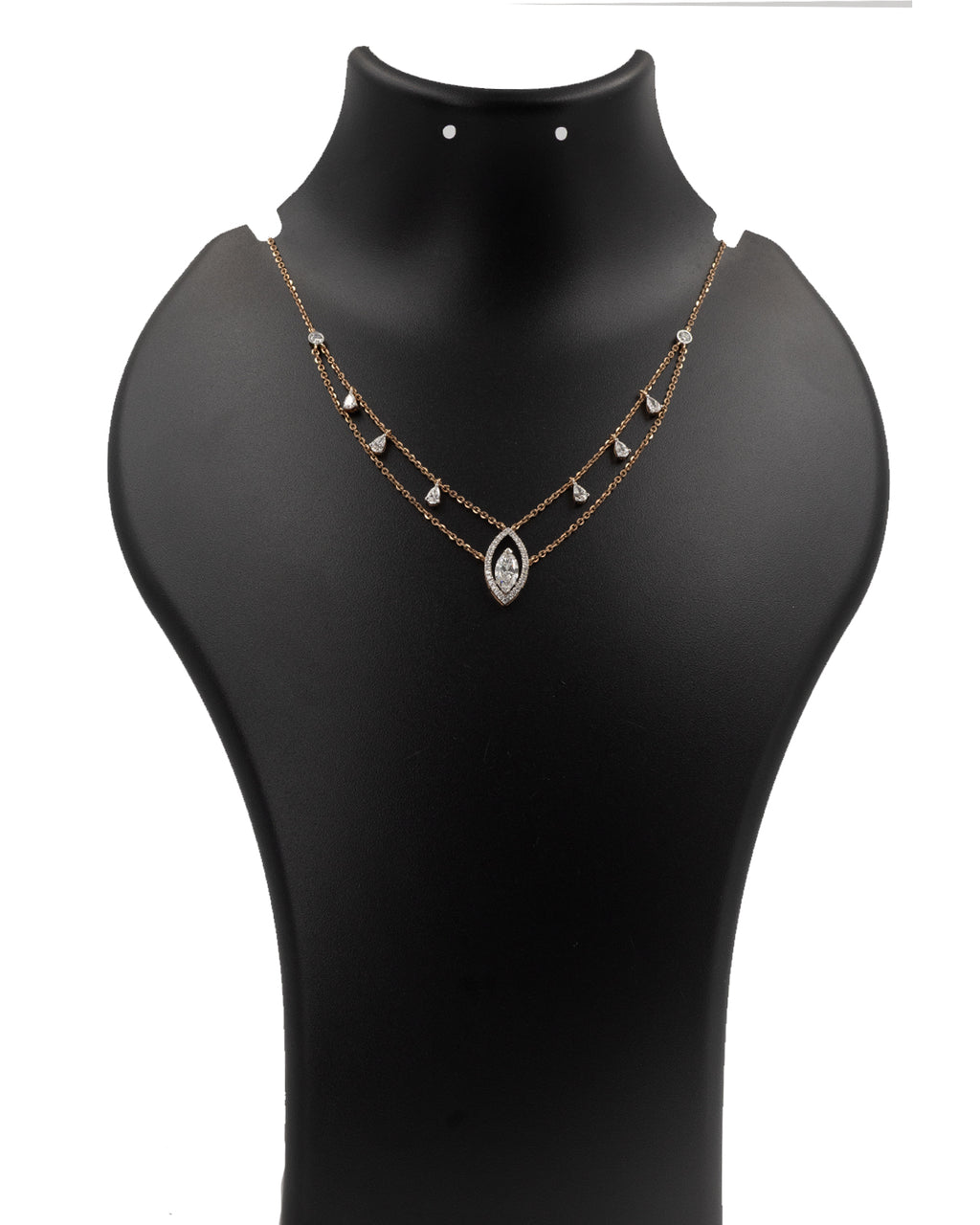 14k Rose Gold Layered Diamond Pendant Necklace