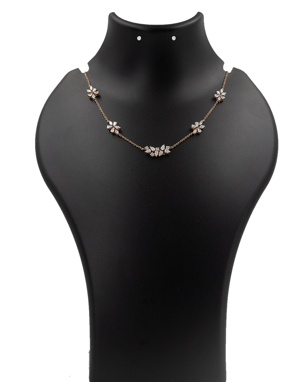 14k Rose Gold Twin Floral Diamond Necklace