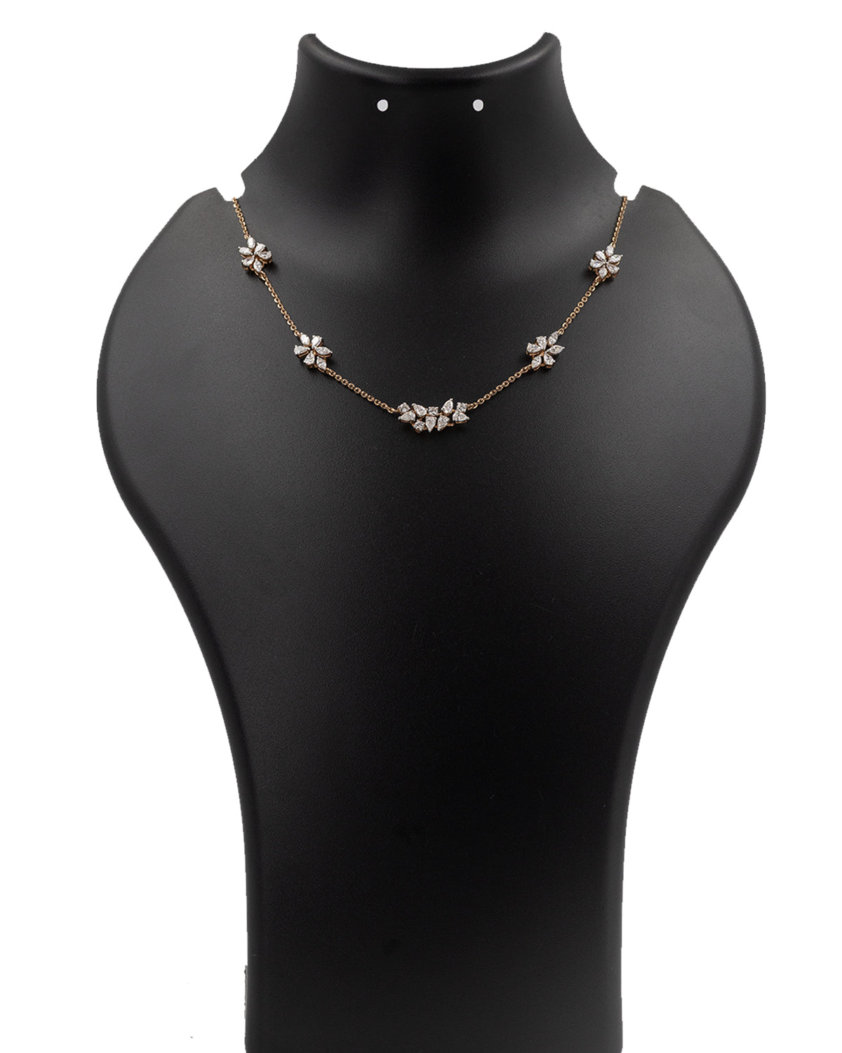 14k Rose Gold Twin Floral Diamond Necklace