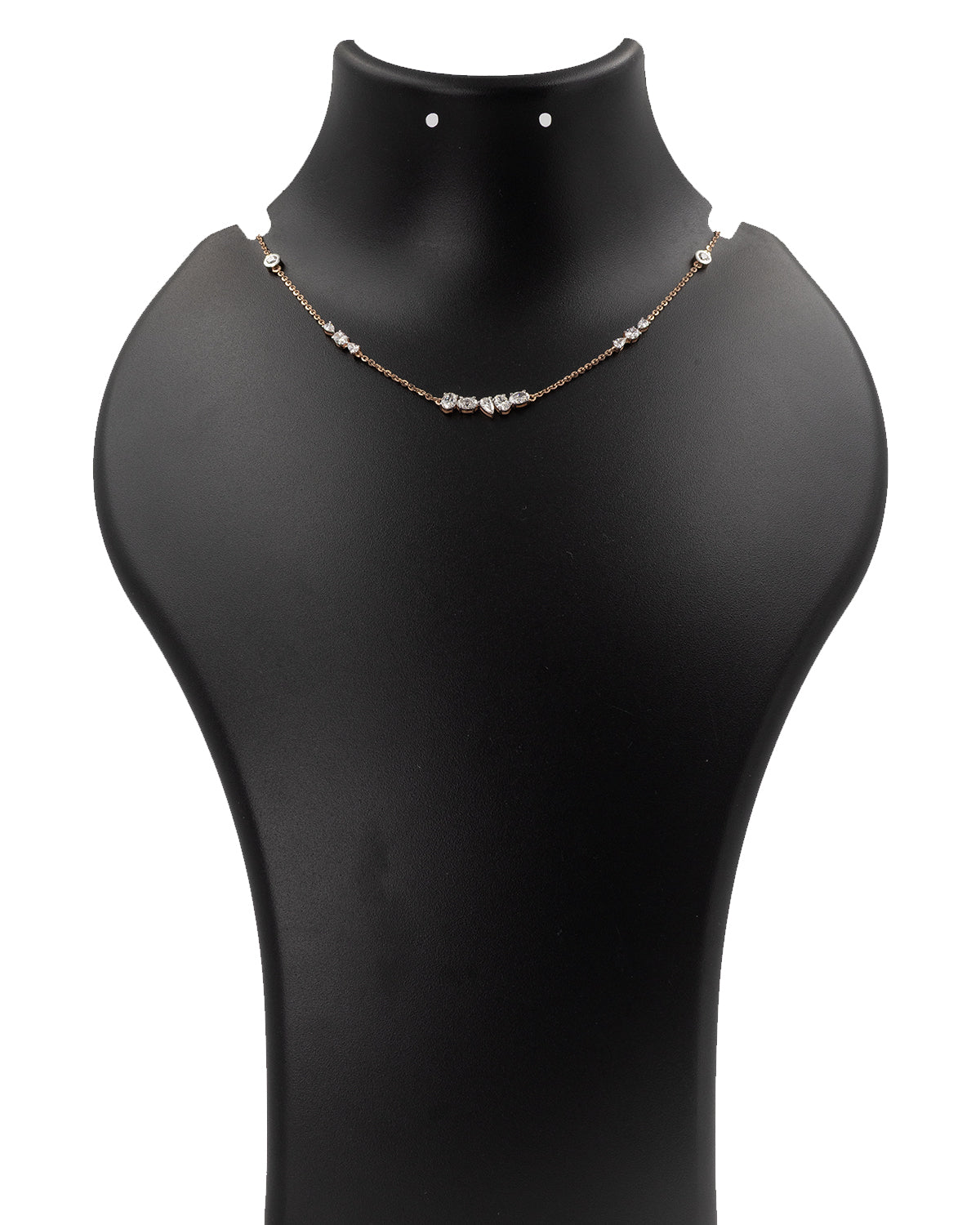 Lab Grown Diamond Fancy Cut Cluster Station Necklace in 14K Rose Gold