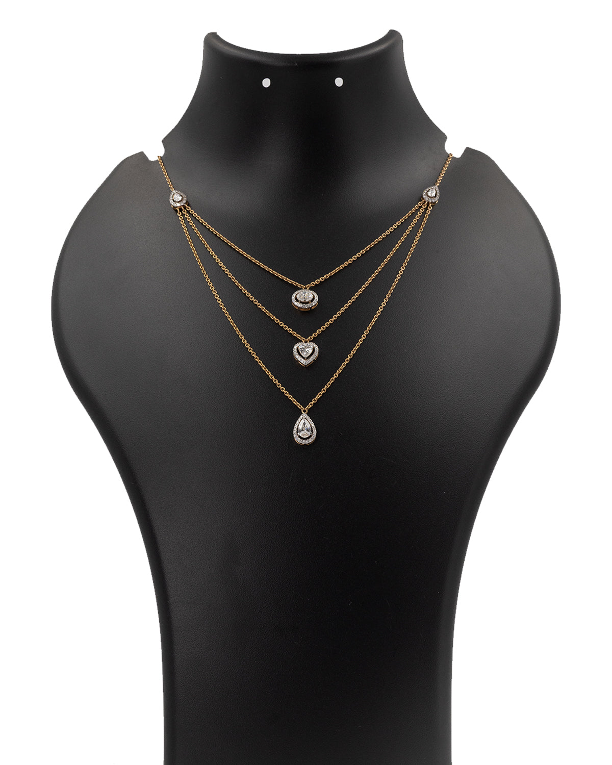 Lab Grown Diamond Multi-Shape Halo Triple Layer Necklace
