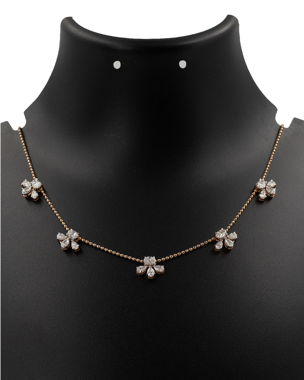 14k Rose Gold Floral Diamond Necklace