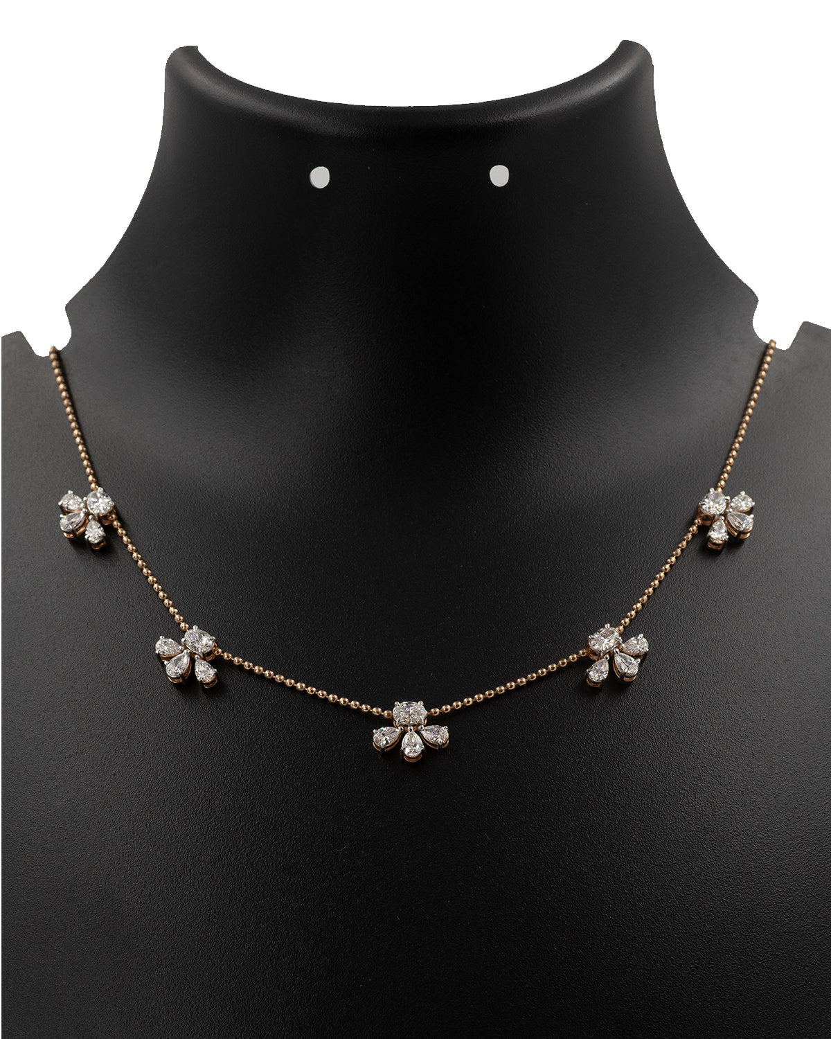14k Rose Gold Floral Diamond Necklace