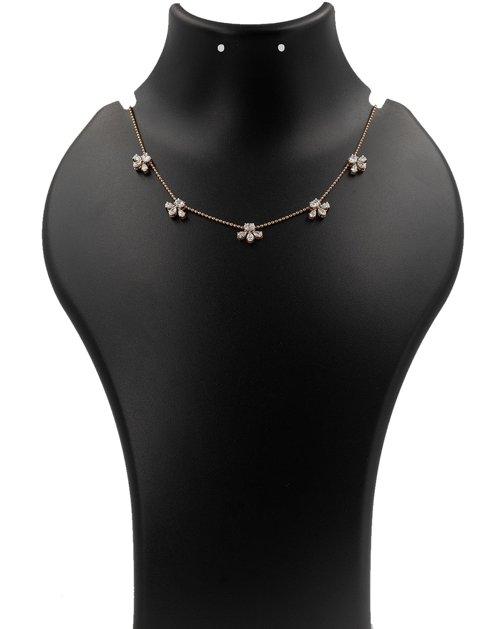 14k Rose Gold Floral Diamond Necklace