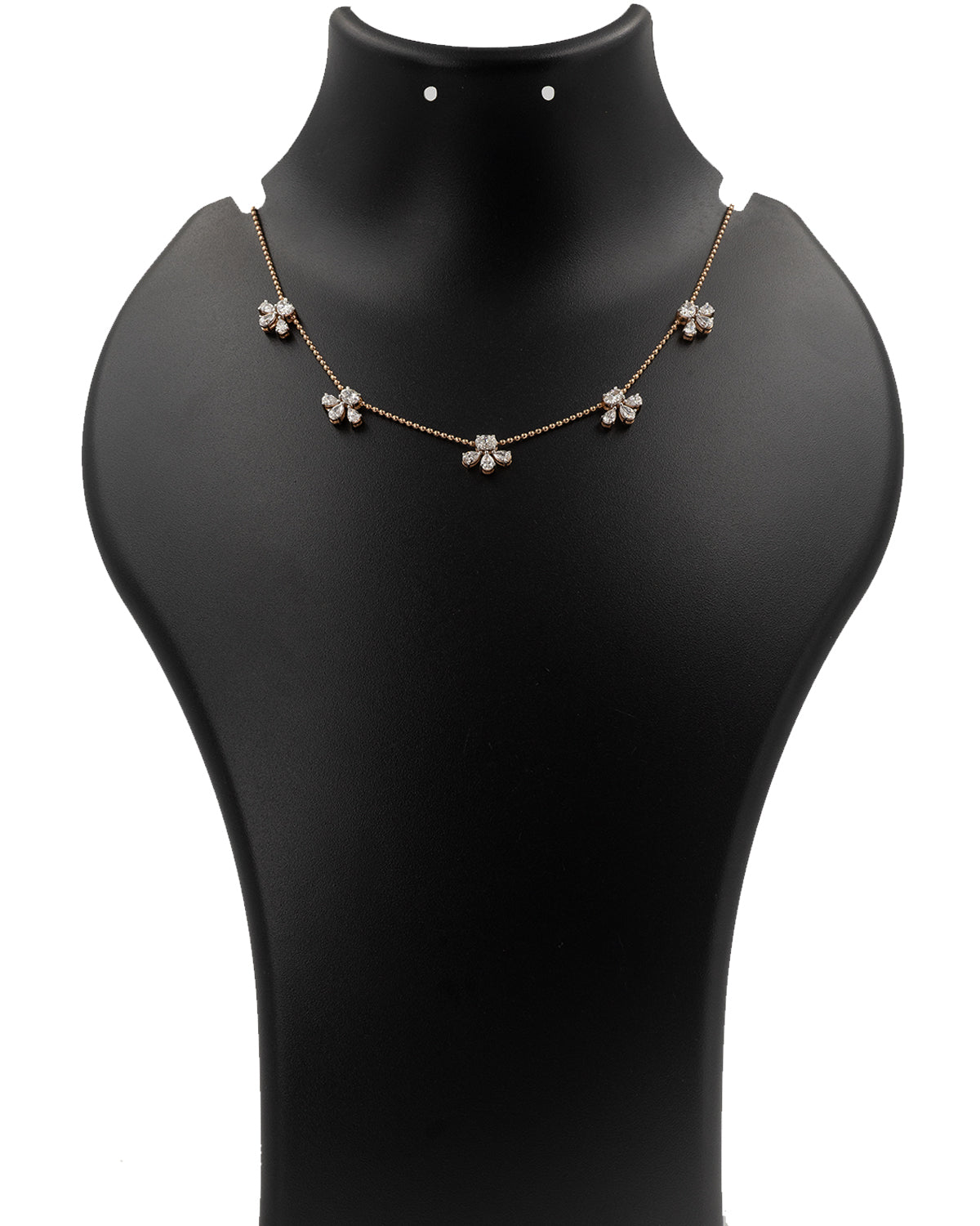14k Rose Gold Floral Diamond Necklace