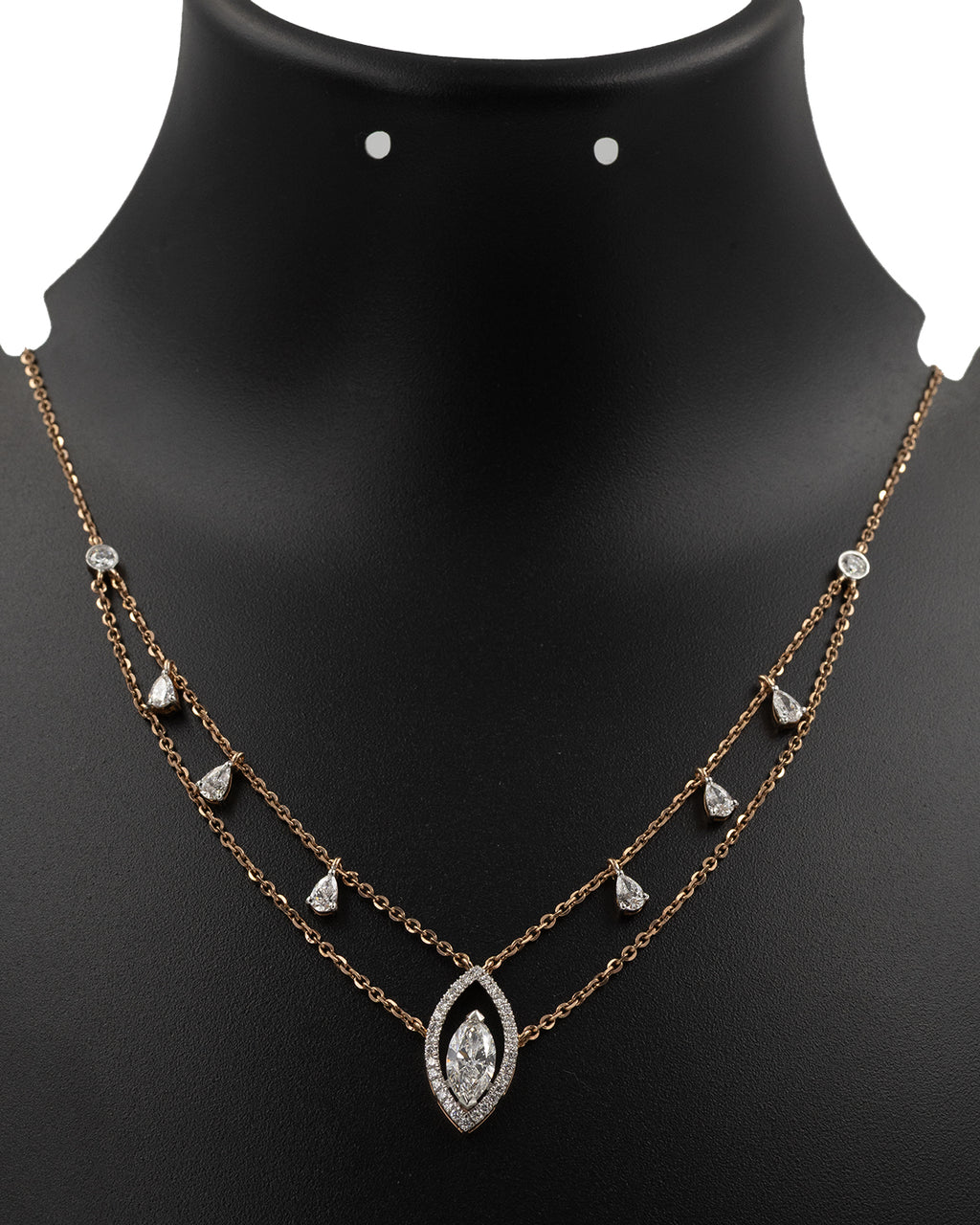 14k Rose Gold Layered Diamond Pendant Necklace
