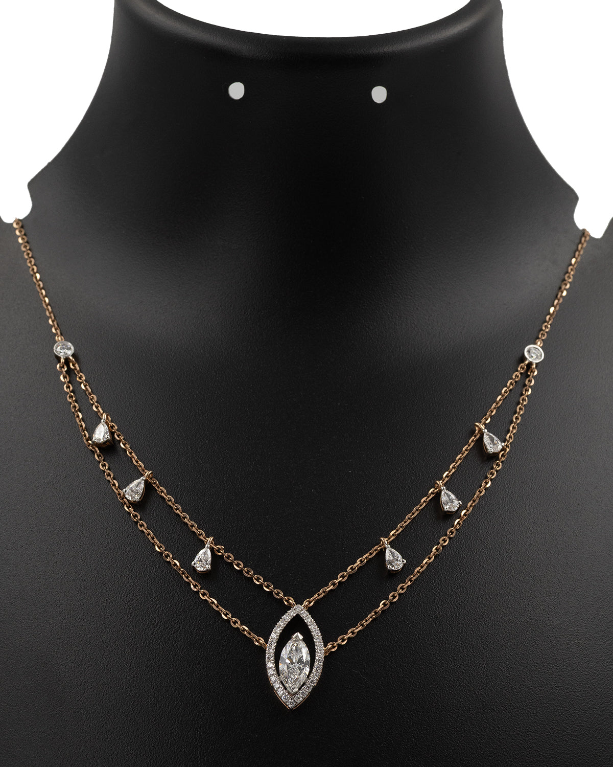 14k Rose Gold Layered Diamond Pendant Necklace
