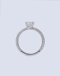 1.39 Ct Lab Grown Radiant Cut Solitaire Engagement Ring with Pavé Band in 14K White Gold