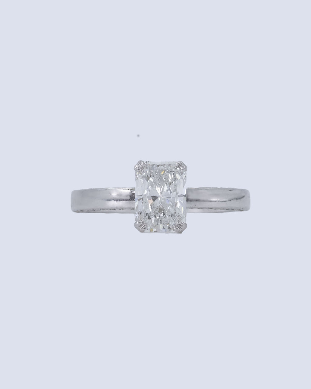 1.39 Ct Lab Grown Radiant Cut Solitaire Engagement Ring with Pavé Band in 14K White Gold