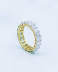 Lab Grown Diamond & Natural Emerald Emerald Cut Half & Half Full Eternity Band in 14K Yellow Gold
