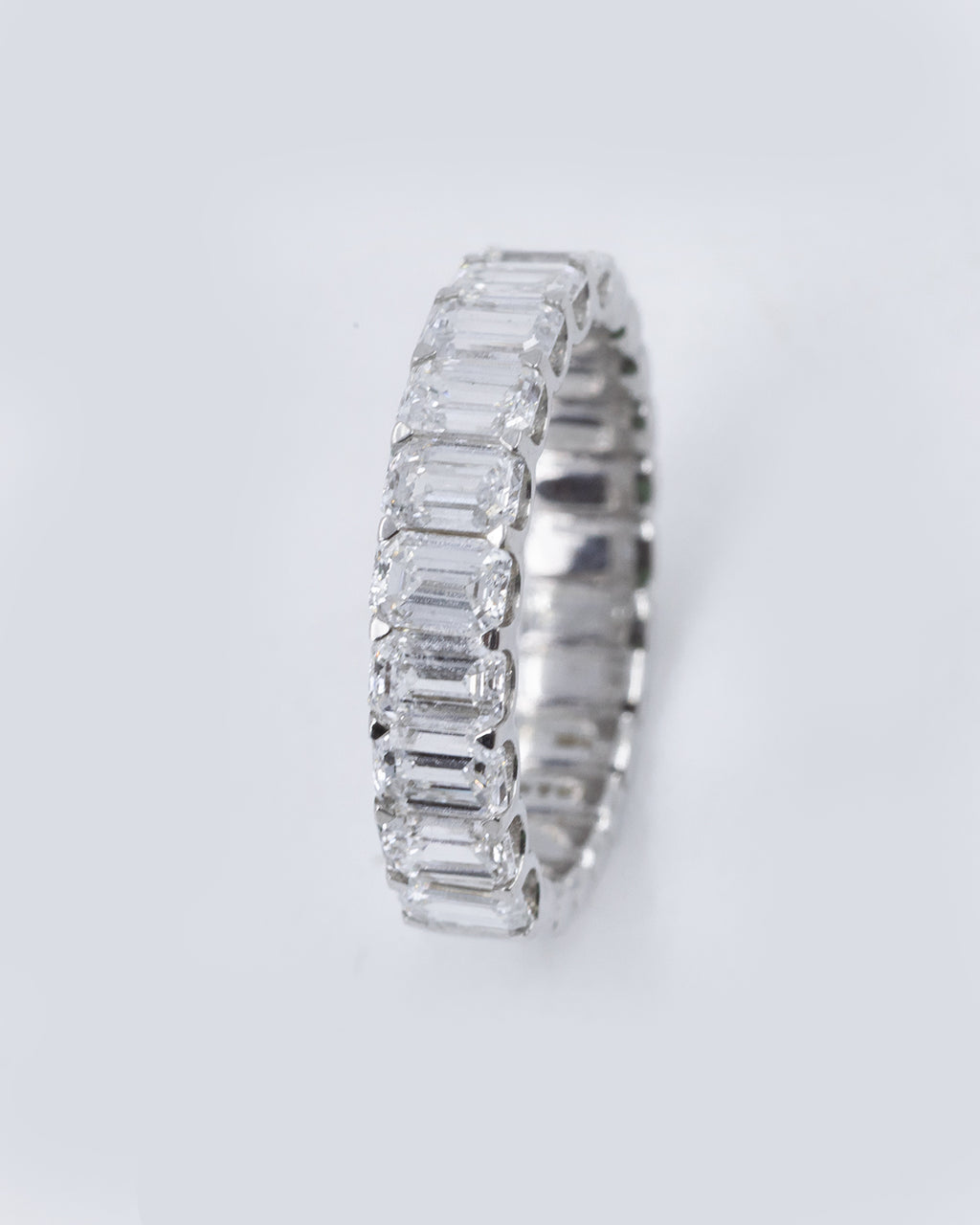 Lab Grown Diamond Emerald Cut Full Eternity Band Ring in 14K White Gold