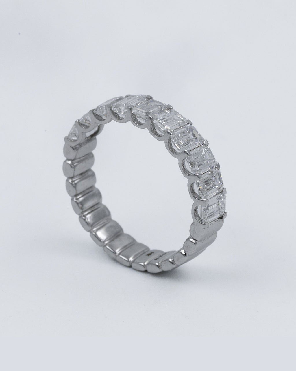 Lab Grown Diamond Emerald Cut Full Eternity Band Ring in 14K White Gold