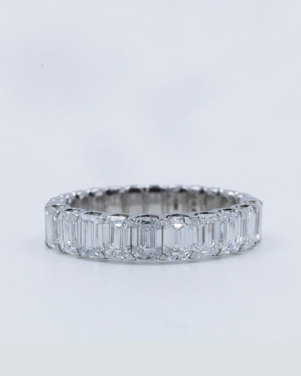 Lab Grown Diamond Emerald Cut Full Eternity Band Ring in 14K White Gold