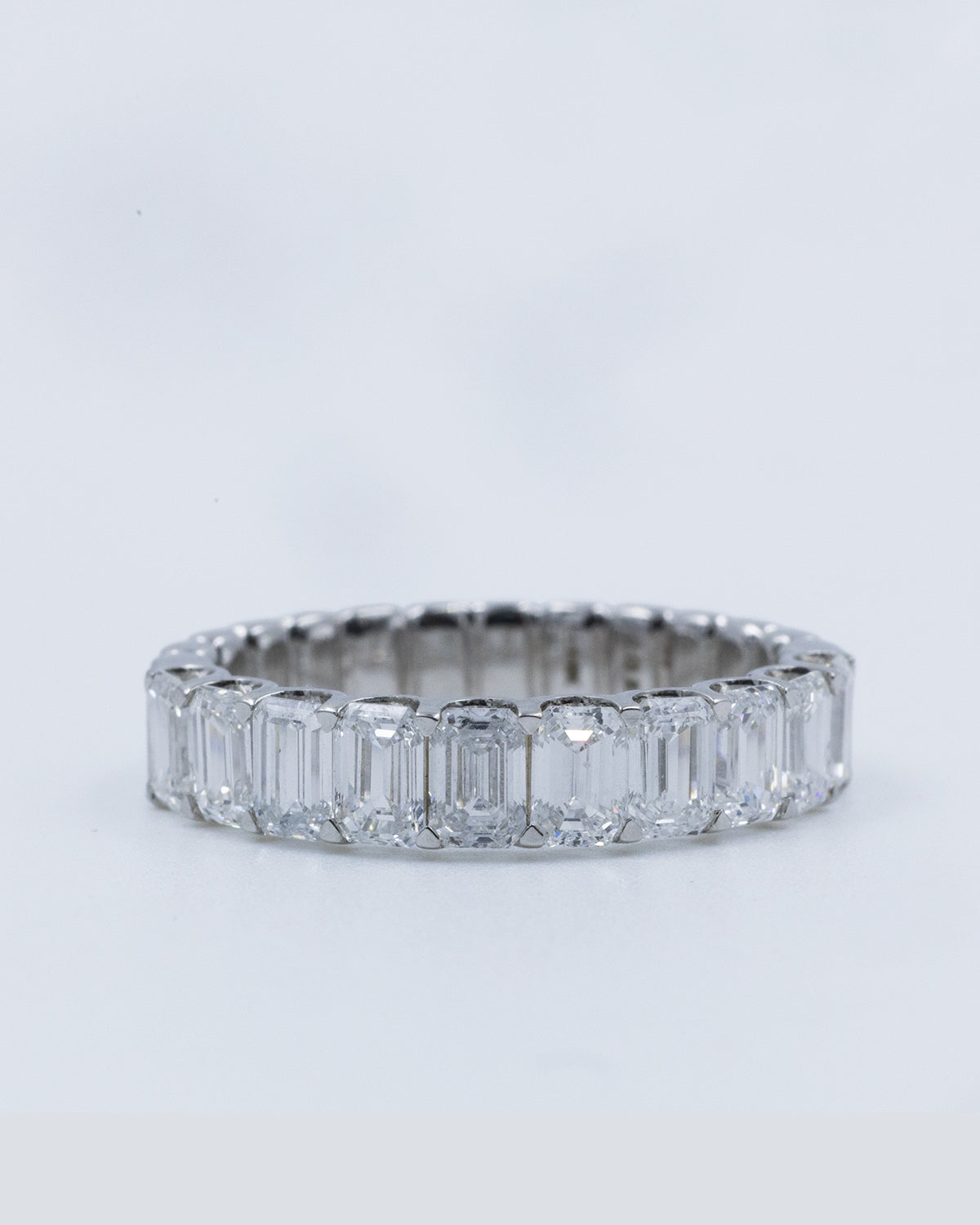 Lab Grown Diamond Emerald Cut Full Eternity Band Ring in 14K White Gold