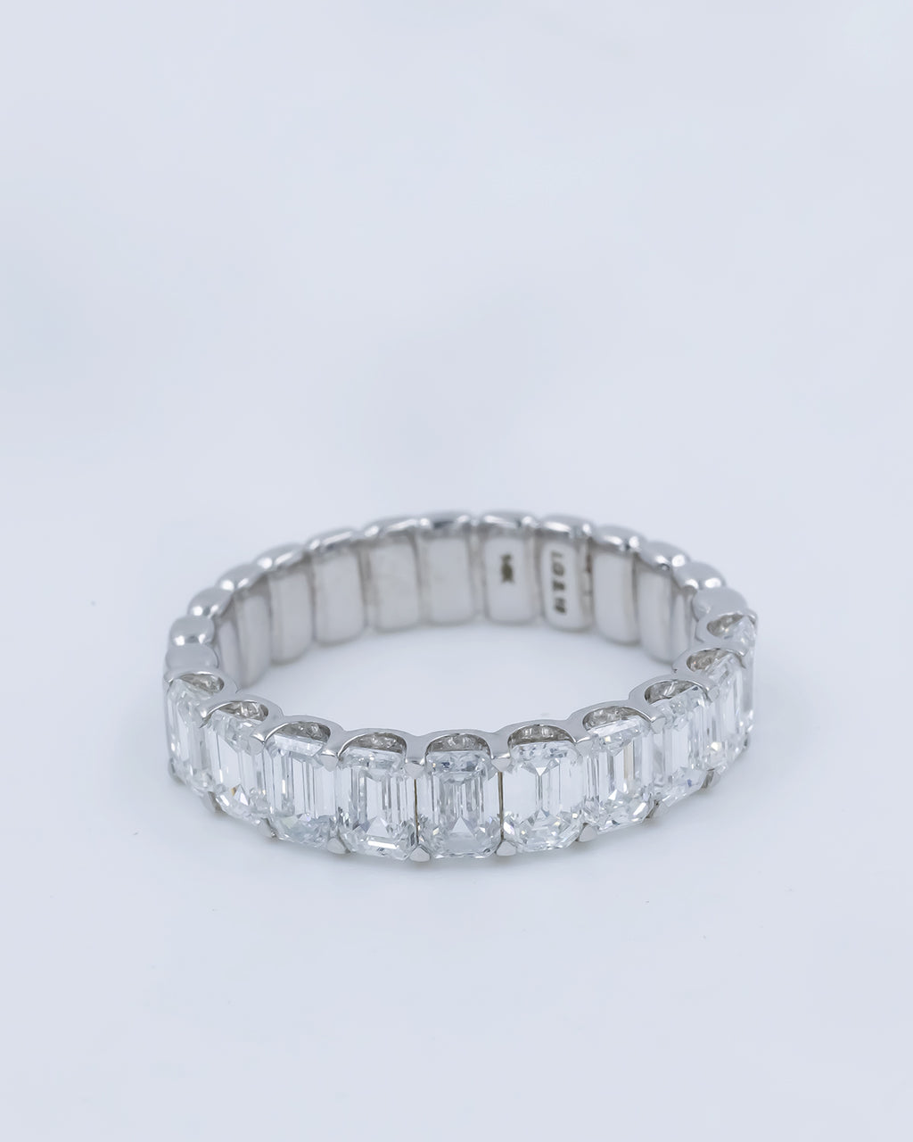 Lab Grown Diamond Emerald Cut Full Eternity Band Ring in 14K White Gold