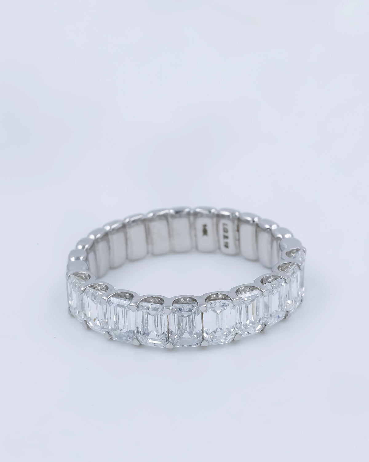 Lab Grown Diamond Emerald Cut Full Eternity Band Ring in 14K White Gold