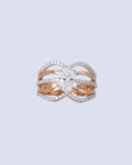 1.05 Ct Lab Grown Oval Diamond Solitaire Ring with Wave Multi-Strand Pavé Shank in 14K Two-Tone Gold